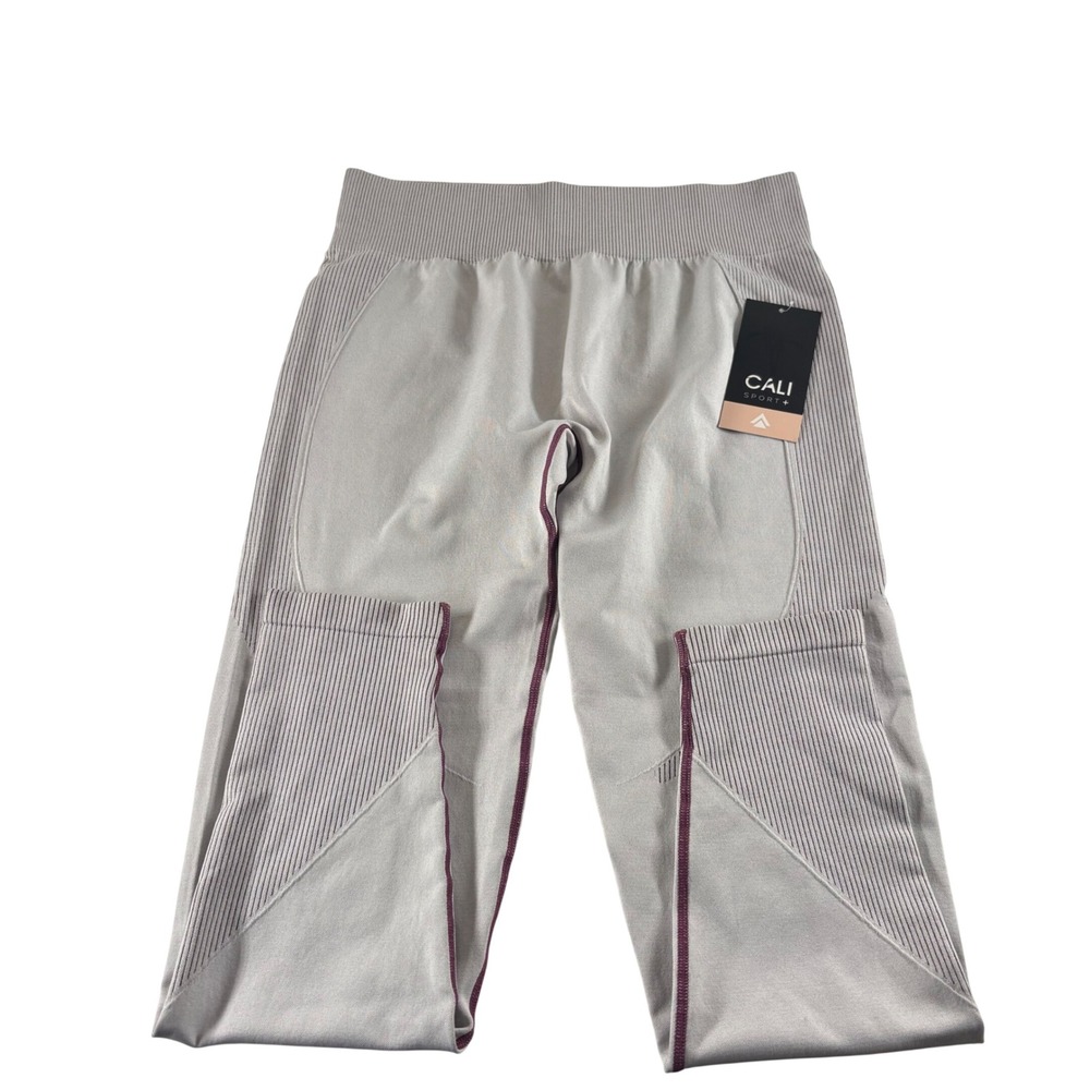 Cali Sport+ Womens Seamless High Waisted‎ Leggings Grey Burgundy 1XL 2XL New